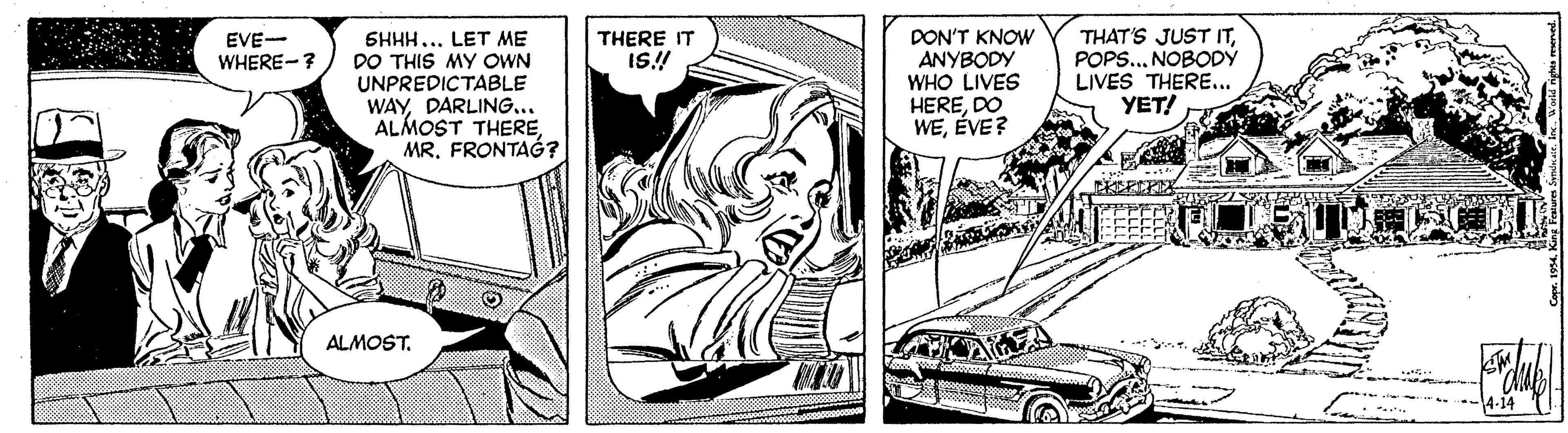 Comic book OCR: DON'T KNOW ANYBODY WHO LIVES HEREDO WEÉVE? THAT'S JUST ITPOPS... NOBODÝ LIVES THERE... YET! EVE- WHERE-? SHHH... LET ME DO THIS MY OWN UNPREDICTABLE WAYDARLING... ALMOST THEREMR. FRONTAG? THERE IT IS! ALMOST. -4-14 DON'T KNOW ANYBODY WHO LIVES HEREDO WEÉVE? THAT'S JUST ITPOPS... NOBODÝ LIVES THERE... YET! EVE- WHERE-? SHHH... LET ME DO THIS MY OWN UNPREDICTABLE WAYDARLING... ALMOST THEREMR. FRONTAG? THERE IT IS! ALMOST. -4-14