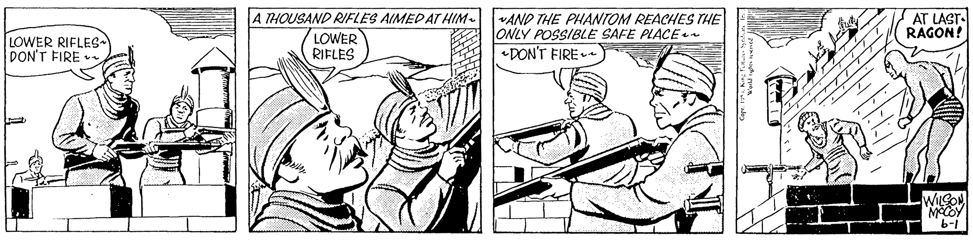Font OCR: LOWER RIFLES PON'T FIRE •e A THOUSAND RIFLES AIMED AT HIM- LOWER RIFLES VAND THE PHANTOM REACHES THE ONLY POSSIBLE SAFE PLACE DON'T FIRE AT LAST- RAGON! WILGON MECOY b-1 LOWER RIFLES PON'T FIRE •e A THOUSAND RIFLES AIMED AT HIM- LOWER RIFLES VAND THE PHANTOM REACHES THE ONLY POSSIBLE SAFE PLACE DON'T FIRE AT LAST- RAGON! WILGON MECOY b-1