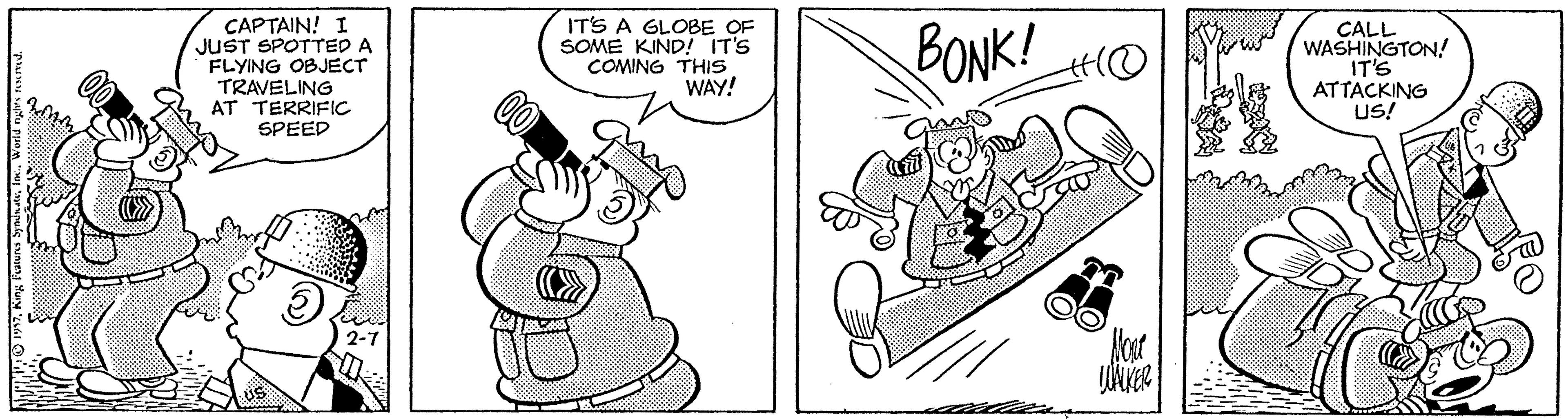 Font OCR: CAPTAIN! I JUST SPOTTED A FLYING OBJECT TRAVELING AT TERRIFIC SPEED ITS A GLOBE OF SOME KIND! IT'S COMING THIS WAY! BONK! CALL WASHINGTON! IT'S ATTACKING US! CAPTAIN! I JUST SPOTTED A FLYING OBJECT TRAVELING AT TERRIFIC SPEED ITS A GLOBE OF SOME KIND! IT'S COMING THIS WAY! BONK! CALL WASHINGTON! IT'S ATTACKING US!