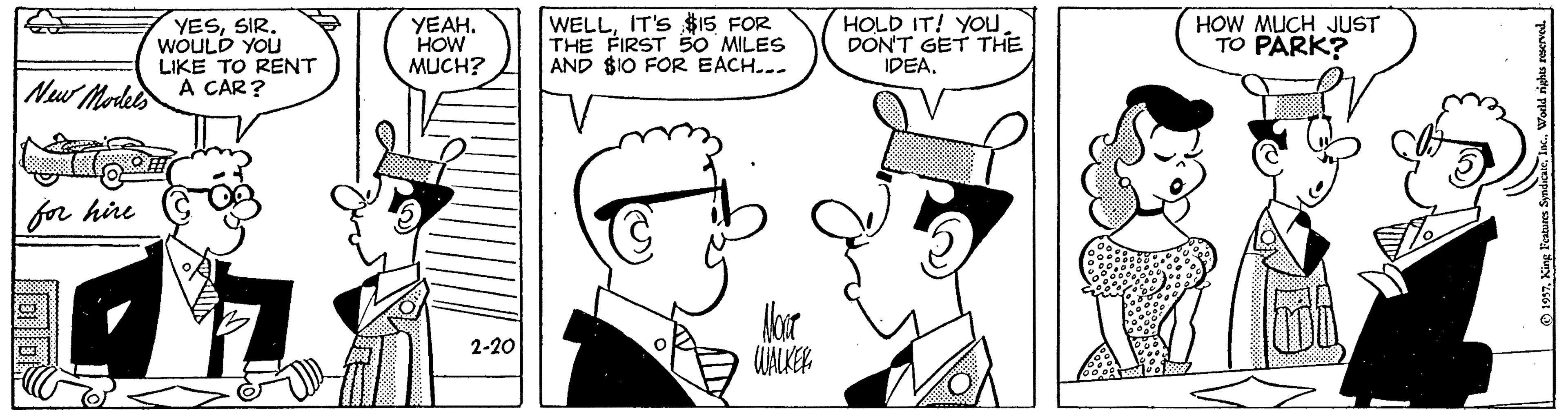 Interaction OCR: YESSIR. WOULD YOU LIKE TO RENT A CAR? YEAH. HOW MUCH? WELLIT'S $15 FOR THE FIRST 50 MILES AND $10 FOR EACH... HOLD IT! YOU DONT GET THE IDEA. HOW MUCH JUST TO PARK? |Nus Morlets for hire Mor UALKER 2-20 YESSIR. WOULD YOU LIKE TO RENT A CAR? YEAH. HOW MUCH? WELLIT'S $15 FOR THE FIRST 50 MILES AND $10 FOR EACH... HOLD IT! YOU DONT GET THE IDEA. HOW MUCH JUST TO PARK? |Nus Morlets for hire Mor UALKER 2-20