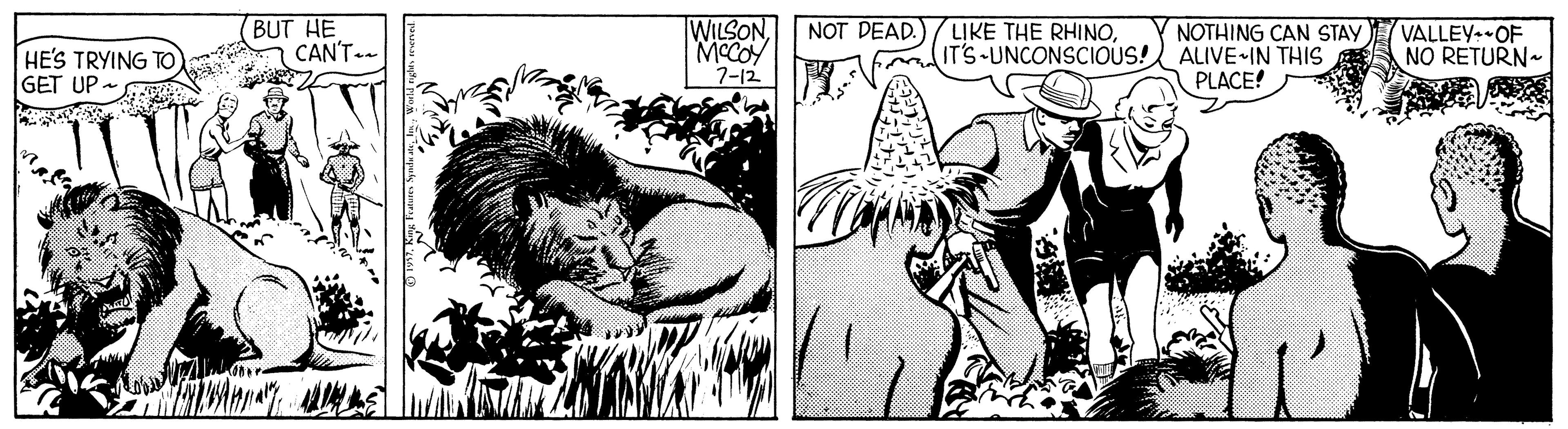 Interaction OCR: (BUT HE CAN'T.. WILSONMCCOY 7-12 NOT DEAD. HE'S TRYING TO GET UP- LIKE THE RHINOIT'S-UNCONSCIOUS! NOTHING CAN STAY ALIVE IN THIS PLACE! VALLEY OF NO RETURN- (BUT HE CAN'T.. WILSONMCCOY 7-12 NOT DEAD. HE'S TRYING TO GET UP- LIKE THE RHINOIT'S-UNCONSCIOUS! NOTHING CAN STAY ALIVE IN THIS PLACE! VALLEY OF NO RETURN-