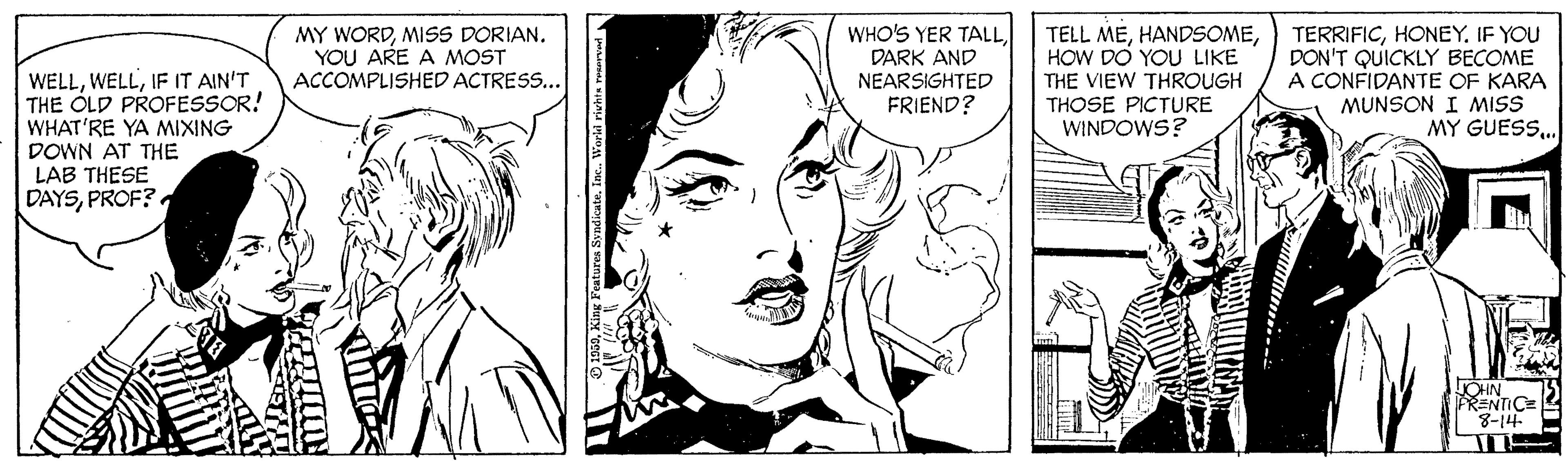 Human OCR: WHO'S YER TALLDARK AND NEARSIGHTED FRIEND? TELL MEHOW DO YOU LIKE TERRIFICIF YOU DON'T QUICKLY BECOME A CONFIDANTE OF KARA MUNSON I MISS MY GUESS. MY WORDMISS DORIAN. YOU ARE A MOST WELLIF IT AIN'T THE OLD PROFESSOR! WHAT'RE YA MIXING DOWN AT THE LAB THESE DAYSPROF? ACCOMPLISHED ACTRESS... THE VIEW THROUGH THOSE PICTURE WINDOWS? LOHN PRENTIC= 8-14- WHO'S YER TALLDARK AND NEARSIGHTED FRIEND? TELL MEHOW DO YOU LIKE TERRIFICIF YOU DON'T QUICKLY BECOME A CONFIDANTE OF KARA MUNSON I MISS MY GUESS. MY WORDMISS DORIAN. YOU ARE A MOST WELLIF IT AIN'T THE OLD PROFESSOR! WHAT'RE YA MIXING DOWN AT THE LAB THESE DAYSPROF? ACCOMPLISHED ACTRESS... THE VIEW THROUGH THOSE PICTURE WINDOWS? LOHN PRENTIC= 8-14-
