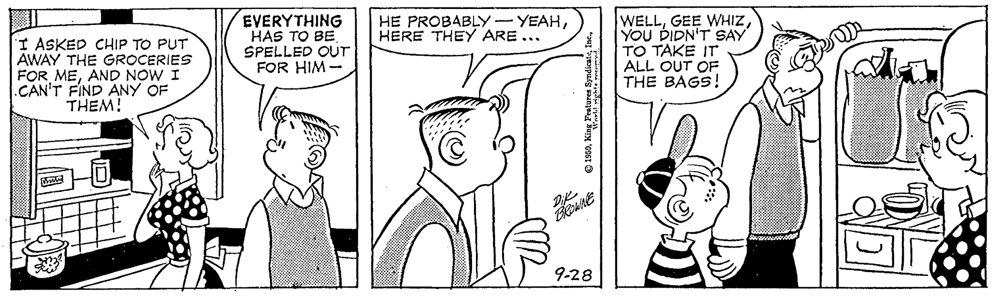 Human OCR: EVERYTHING HAS TO BE SPELLED OUT FOR HIM - WELLYOU DIDN'T SAY TO TAKE IT ALL OUT OF THE BAGS! HE PROBABLY-YEAHHERE THEY ARE ... I ASKED CHIP TO PUT AWAY THE GROCERIES FOR MEAND NOW I .CAN'T FIND ANY OF THEM! 9-28 EVERYTHING HAS TO BE SPELLED OUT FOR HIM - WELLGEE WHIZYOU DIDN'T SAY TO TAKE IT ALL OUT OF THE BAGS! HE PROBABLY-YEAHHERE THEY ARE ... I ASKED CHIP TO PUT AWAY THE GROCERIES FOR MEAND NOW I .CAN'T FIND ANY OF THEM! 9-28
