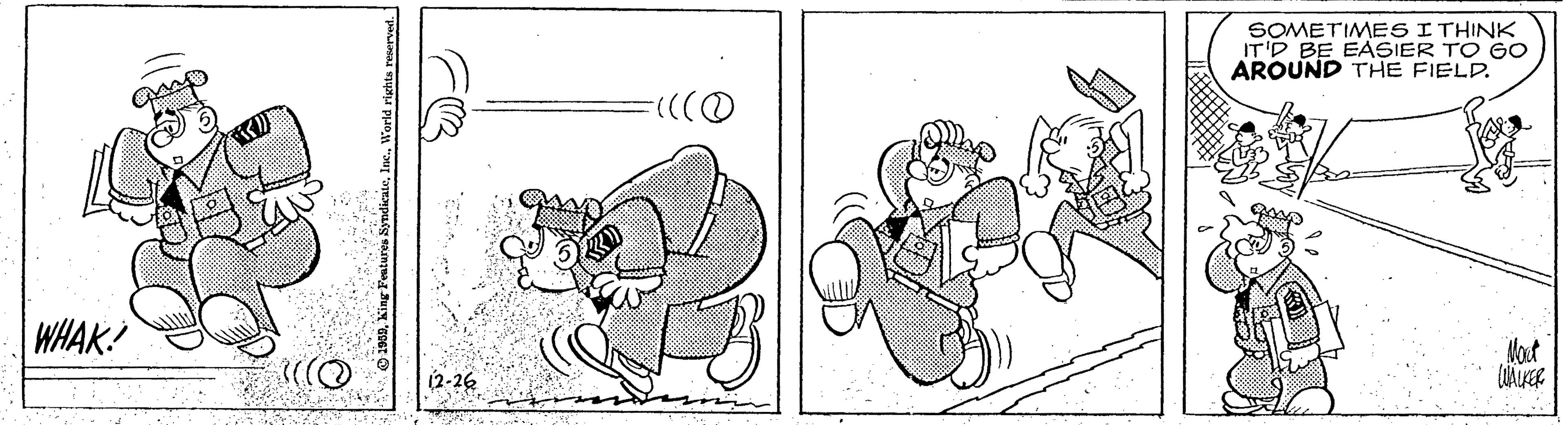Fictional character OCR: SOMETIMES I THINK IT'D BE EASIER TO GO AROUND THE FIELD. WHAK! lout 2-26 SOMETIMES I THINK IT'D BE EASIER TO GO AROUND THE FIELD. WHAK! lout 2-26