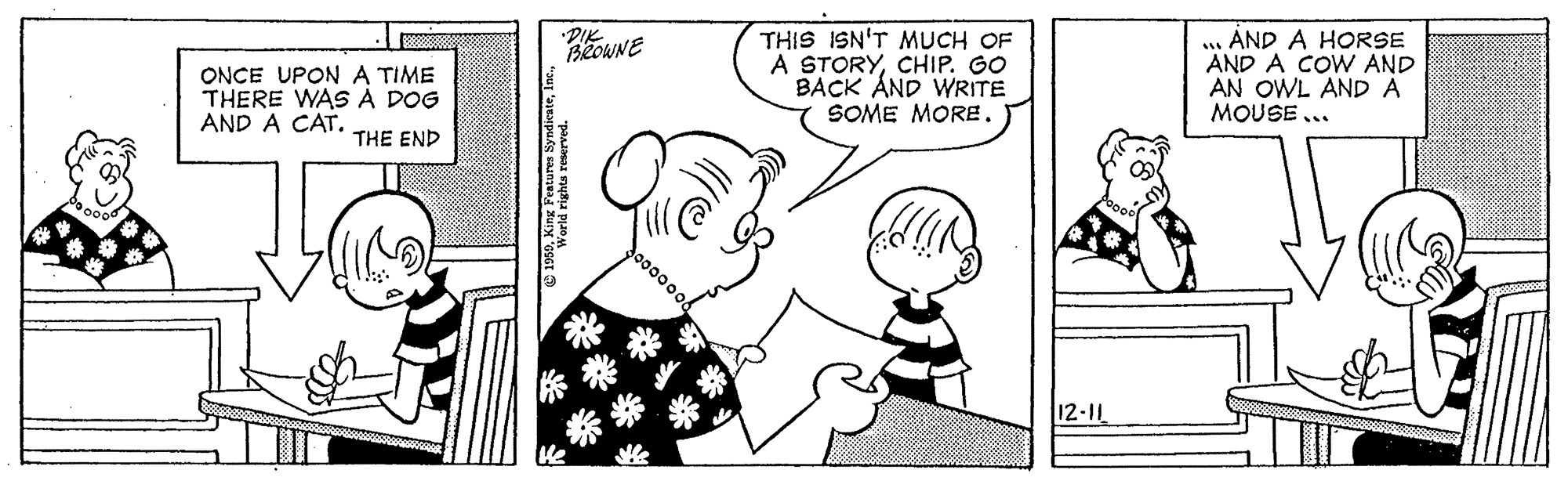Happy OCR: •PIK BeowNE ONCE UPON A TIME THERE WASA DOG AND A CAT. THIS ISN'T MUCH OF A STORYCHIP. GO BACK ÁND WRITE SOME MORE. ... AND A HORSE AND A COW AND AN OWL AND A MOUSE .. THE END 12-11 World righta reserved. •PIK BeowNE ONCE UPON A TIME THERE WASA DOG AND A CAT. THIS ISN'T MUCH OF A STORYCHIP. GO BACK ÁND WRITE SOME MORE. ... AND A HORSE AND A COW AND AN OWL AND A MOUSE .. THE END 12-11 World righta reserved.