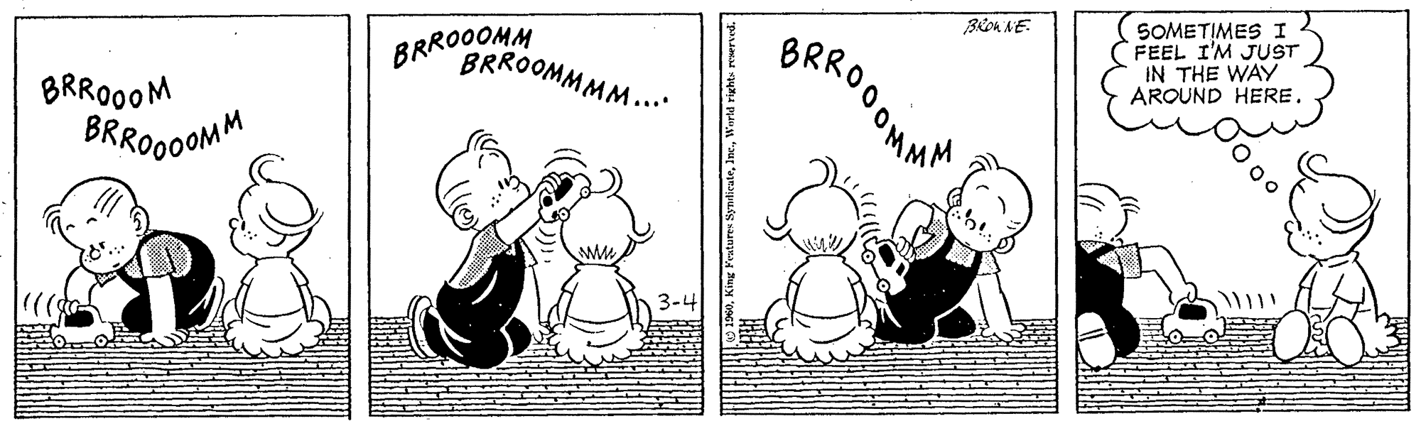 Art OCR: BRROOOMMM SOMETIMES I FEEL I'M JUST IN THE WAY AROUND HERE. Bon NE. BRROOOMM BRROOMMMM... BRROOOM BRROOOMM 3-4 BRROOOMMM SOMETIMES I FEEL I'M JUST IN THE WAY AROUND HERE. Bon NE. BRROOOMM BRROOMMMM... BRROOOM BRROOOMM 3-4