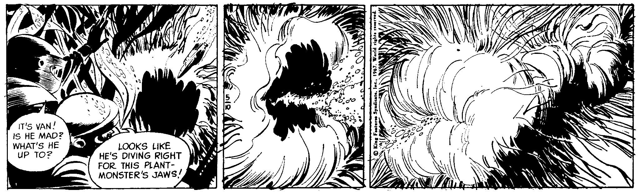 Printmaking OCR: IT'S VAN! IS HE MAD? WHAT'S HE UP TO? LOOKS LIKE HE'S DIVING RIGHT FOR THIS PLANT- MONSTER'S JAWS! IT'S VAN! IS HE MAD? WHAT'S HE UP TO? LOOKS LIKE HE'S DIVING RIGHT FOR THIS PLANT- MONSTER'S JAWS!