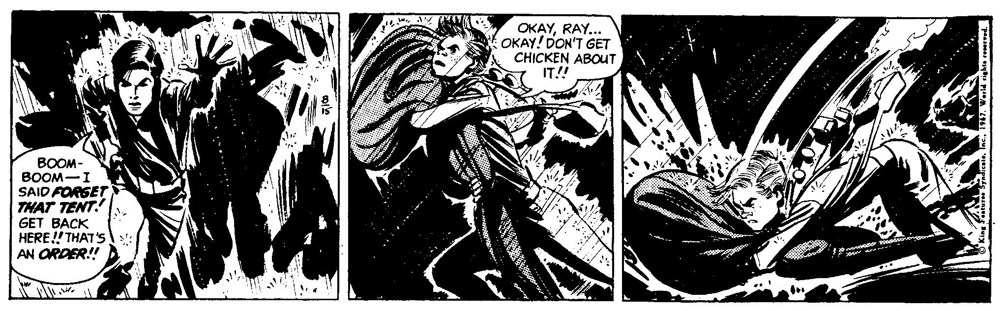 Publication OCR: OKAYRAY... OKAY! DON'T GET CHICKEN ABOUT IT!! BOOM- BOOM-I SAID FORGET THAT TENT. GET BACK HERE! THAT'S AN ORDER! OKAYRAY... OKAY! DON'T GET CHICKEN ABOUT IT!! BOOM- BOOM-I SAID FORGET THAT TENT. GET BACK HERE! THAT'S AN ORDER!