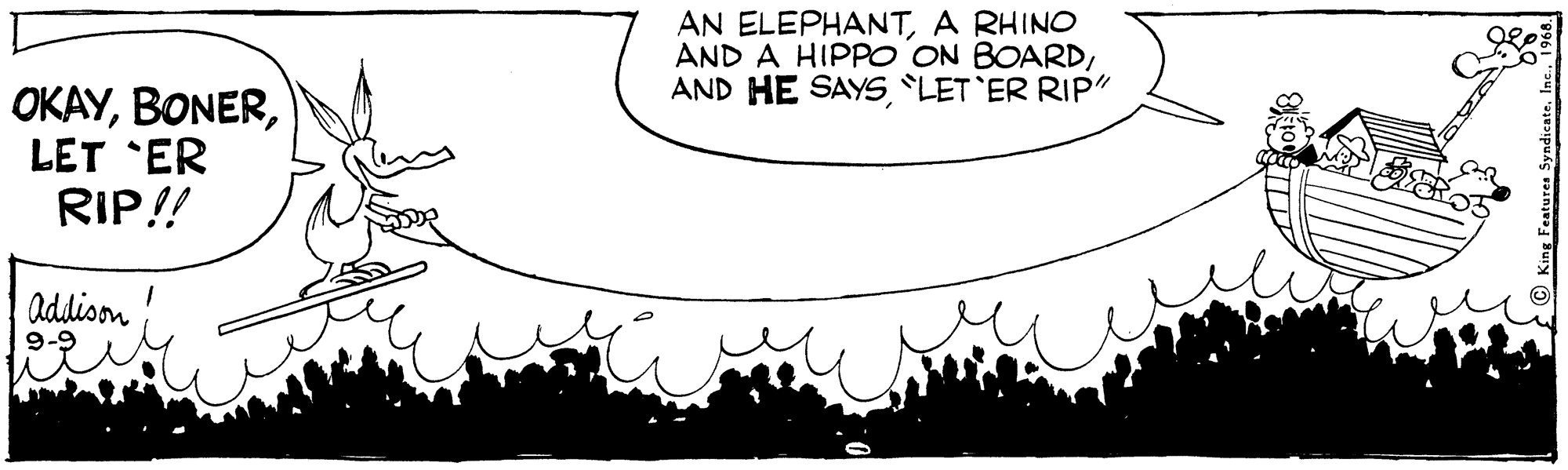 Tree OCR: AN ELEPHANTA RHINO AND A HIPPO ON BOARDLET ER RIP" OKAYLET ER RIP!! addioon 9-9 AN ELEPHANTA RHINO AND A HIPPO ON BOARDAND HE SAYSLET ER RIP" OKAYLET ER RIP!! addioon 9-9