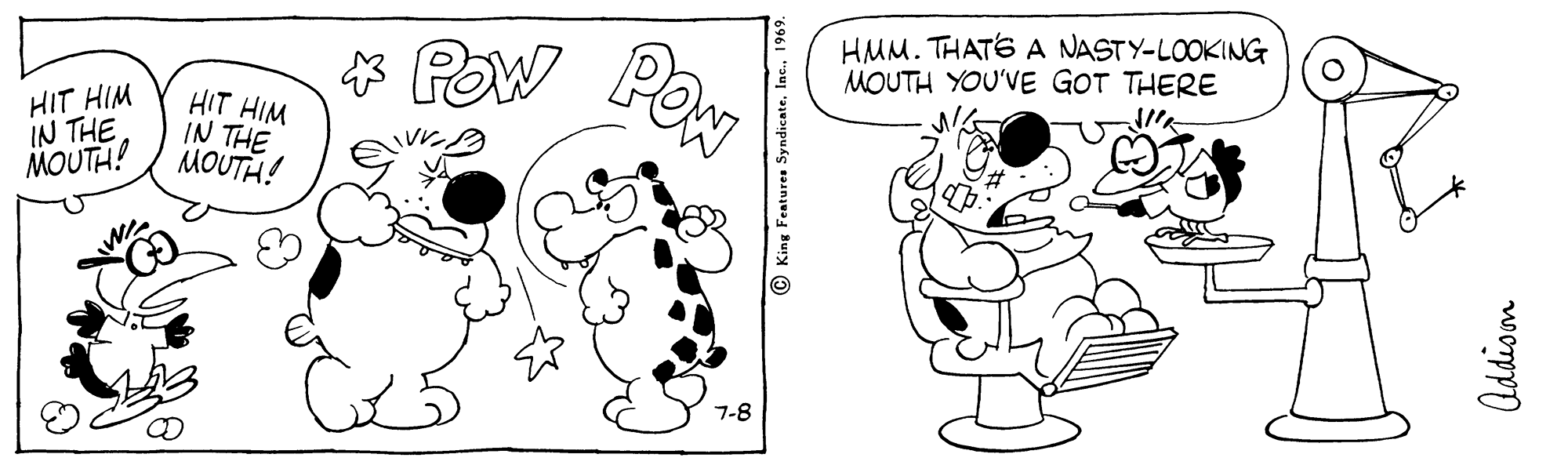 Human OCR: HMM. THATS A NASTY-LOOKING MOUTH YOU'VE GOT THERE HIT HIM IN THE MOUTH! * HIT HIM IN THE MOUTA! PON Pow 7-8 HMM. THATS A NASTY-LOOKING MOUTH YOU'VE GOT THERE HIT HIM IN THE MOUTH! * HIT HIM IN THE MOUTA! PON Pow 7-8