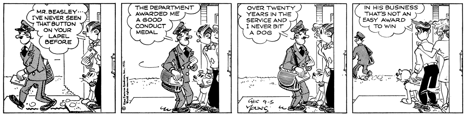Line OCR: MR. BEASLEY... I'VE NEVER SEEN THAT BUTTON ON YOUR LAPEL BEFORE THE DEPARTMENT AWARDED ME A GOOD CONDUCT MEDAL OVER TWENTY YEARS IN THE SERVICE AND I NEVER BIT A DOG IN HIS BUSINESS THAT'S NOT AN EASY AWARD TO WIN GHIC 9-5 YouN's MR. BEASLEY... I'VE NEVER SEEN THAT BUTTON ON YOUR LAPEL BEFORE THE DEPARTMENT AWARDED ME A GOOD CONDUCT MEDAL OVER TWENTY YEARS IN THE SERVICE AND I NEVER BIT A DOG IN HIS BUSINESS THAT'S NOT AN EASY AWARD TO WIN GHIC 9-5 YouN's