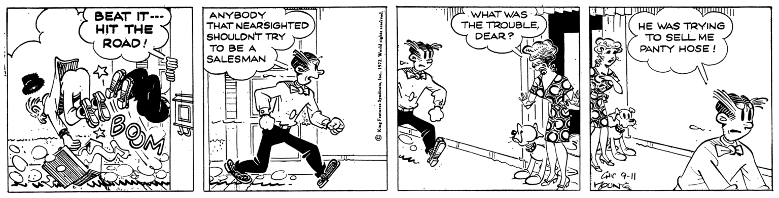 Parallel OCR: BEAT IT- HIT THE ROAD! ANYBODY THAT NEARSIGHTED SHOULDNT TRY TO BE A WHAT WAs THE TROUBeLEDEAR? HE WAS TRYING TO SELL ME PANTY HOSE ! SALESMAN un. 9-11 BEAT IT- HIT THE ROAD! ANYBODY THAT NEARSIGHTED SHOULDNT TRY TO BE A WHAT WAs THE TROUBeLEDEAR? HE WAS TRYING TO SELL ME PANTY HOSE ! SALESMAN un. 9-11