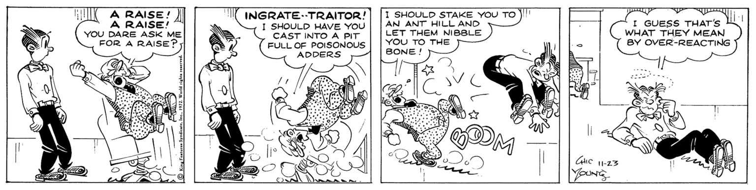 People OCR: A RAISE! A RAISE! INGRATE.TRAITOR! I SHOULD HAVE YOU CAST INTO A PIT FULL OF POISONOUS ADDERS SHOULD STAKE YOU TO AN ANT HILL AND LET THEM NIBBLE YOU TO THE BONE ! I GUESS THAT'S WHAT THEY MEAN BY OVER-REACTING YOU DARE ASK ME FOR A RAISE? ODM A RAISE! A RAISE! INGRATE.TRAITOR! I SHOULD HAVE YOU CAST INTO A PIT FULL OF POISONOUS ADDERS SHOULD STAKE YOU TO AN ANT HILL AND LET THEM NIBBLE YOU TO THE BONE ! I GUESS THAT'S WHAT THEY MEAN BY OVER-REACTING YOU DARE ASK ME FOR A RAISE? ODM