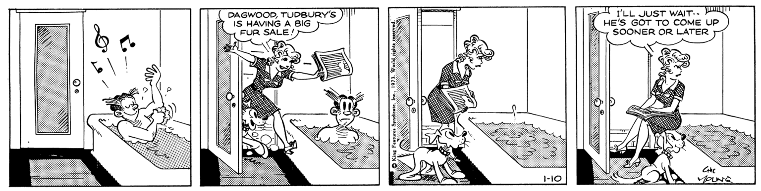 Line OCR: DAGWOODTUDBURY'S IS HAVING A BIG FUR SALE! I'LL JUST WAIT.. HE'S GOT TO COME UP SOONER OR LATER 1-10 DAGWOODTUDBURY'S IS HAVING A BIG FUR SALE! I'LL JUST WAIT.. HE'S GOT TO COME UP SOONER OR LATER 1-10