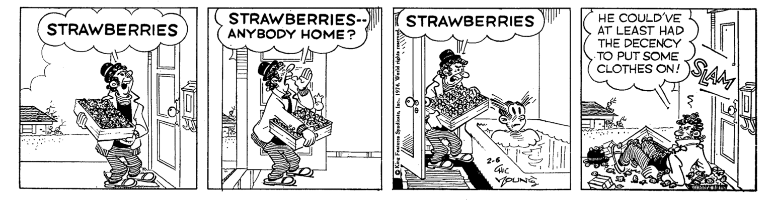 Rectangle OCR: STRAWBERRIES- ANYBODY HOME ? HE COULD'VE AT LEAST HAD THE DECENCY TO PUT SOME CLOTHES ON! STRAWBERRIES STRAWBERRIES SLAA 2-6 VOUNG STRAWBERRIES- ANYBODY HOME ? HE COULD'VE AT LEAST HAD THE DECENCY TO PUT SOME CLOTHES ON! STRAWBERRIES STRAWBERRIES SLAA 2-6 VOUNG