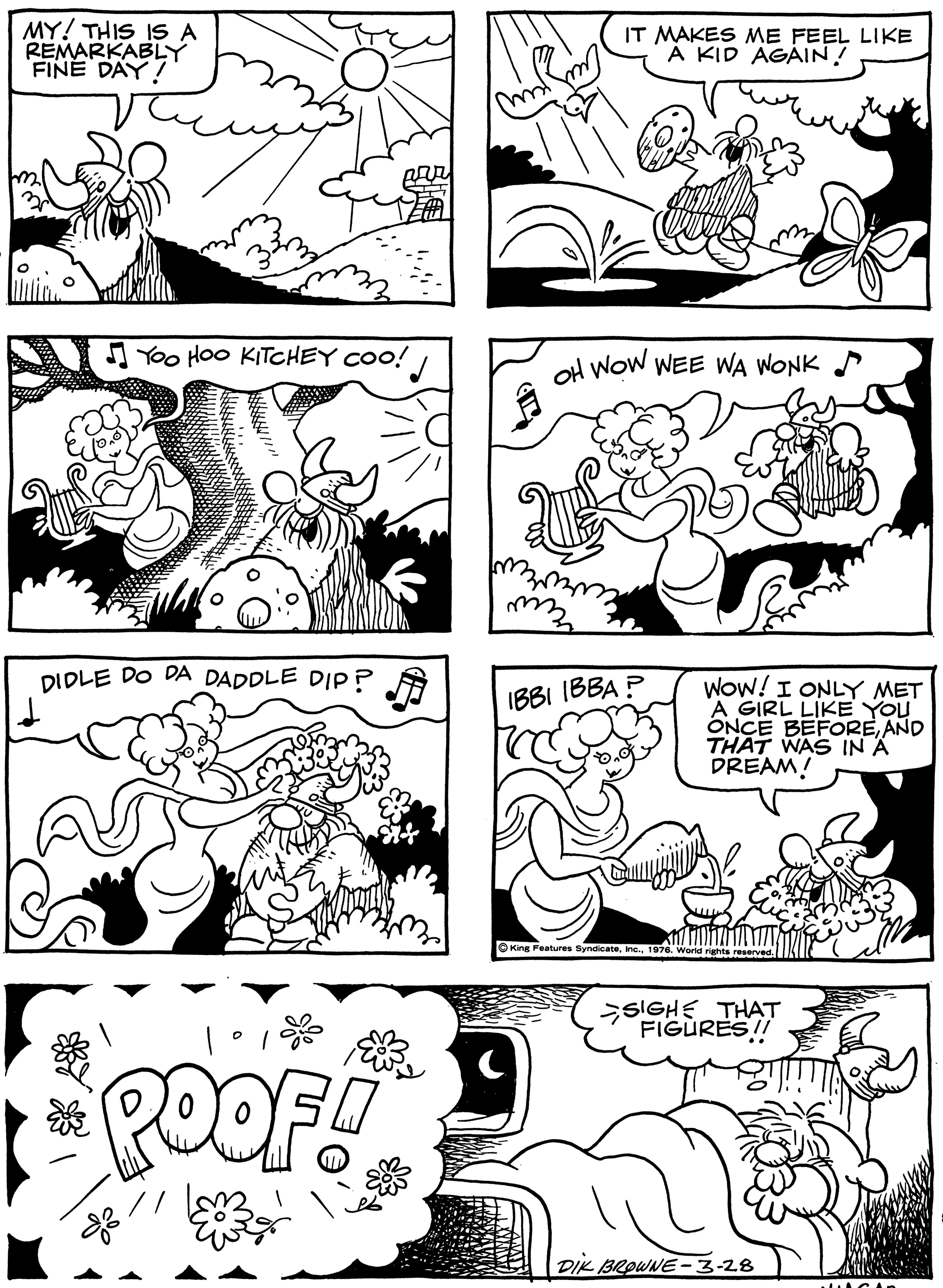 Organism OCR: MY! THIS IS A REMARKABLY FINE DAY! IT MAKES ME FEEL LIKE A KID AGAIN! I Yoo Hoo KITCHEY COO! oH WOW WEE WA WONK DIDLE DO DA DADDLE DIP ? Wow! I ONLY MET A GIRL LIKE YOU ONCE BEFOREAND TH?T WAS IN Ä DREAM IBBI IBBA ? O King Features Syndicate1976. World >SIGHE THAT FIGURES! POOF DIK BRpWNE -3-28 ? MY! THIS IS A REMARKABLY FINE DAY! IT MAKES ME FEEL LIKE A KID AGAIN! I Yoo Hoo KITCHEY COO! oH WOW WEE WA WONK DIDLE DO DA DADDLE DIP ? Wow! I ONLY MET A GIRL LIKE YOU ONCE BEFOREAND TH?T WAS IN Ä DREAM IBBI IBBA ? O King Features Syndicate1976. World >SIGHE THAT FIGURES! POOF DIK BRpWNE -3-28 ?