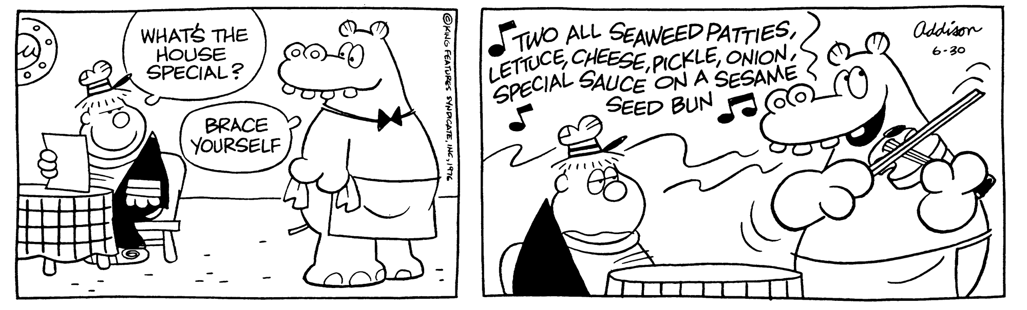Gesture OCR: WHATS THE HOUSE SPECIAL? STWO ALL SEAWEED PATTIESSPECIAL SAUCE ON A SESAME SEED BUN Oddison 6-30 BRACE YOURSELF WHATS THE HOUSE SPECIAL? STWO ALL SEAWEED PATTIESSPECIAL SAUCE ON A SESAME SEED BUN Oddison 6-30 BRACE YOURSELF