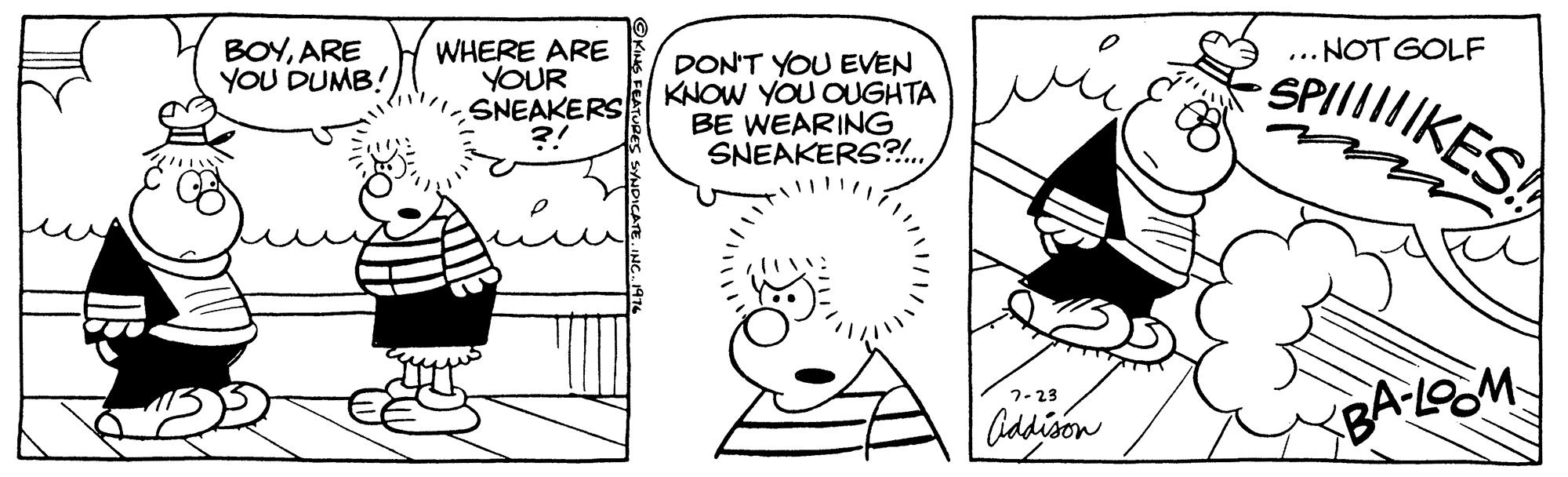 Gesture OCR: BOYARE YOU DUMB! ... NOT GOLF WHERE ARE YOUR SNEAKERS ?! DON'T YOU EVEN KNOW YOU OUGHTA BE WEARING SNEAKERS?! SPIIKES BA-LOM 7- 23 | Ciddison EEATUBES SNDICATE BOYARE YOU DUMB! ... NOT GOLF WHERE ARE YOUR SNEAKERS ?! DON'T YOU EVEN KNOW YOU OUGHTA BE WEARING SNEAKERS?! SPIIKES BA-LOM 7- 23 | Ciddison EEATUBES SNDICATE
