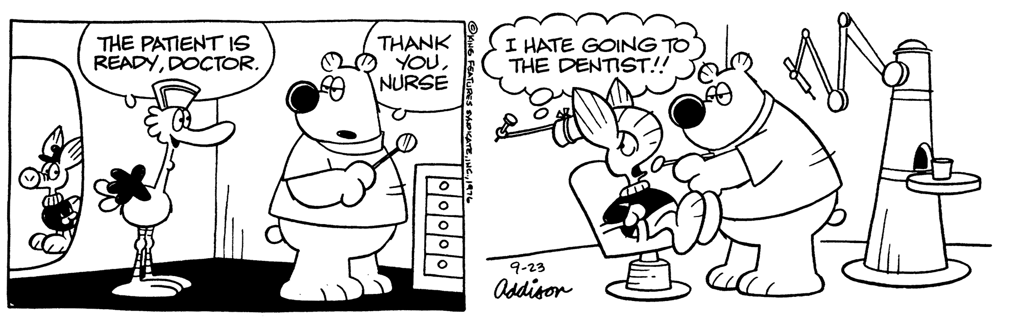 Mammal OCR: THE PATIENT IS READYDOCTOR. THANK YOUNURSE I HATE GOING TO THE DENTIST!! 9-23 Addison THE PATIENT IS READYDOCTOR. THANK YOUNURSE I HATE GOING TO THE DENTIST!! 9-23 Addison