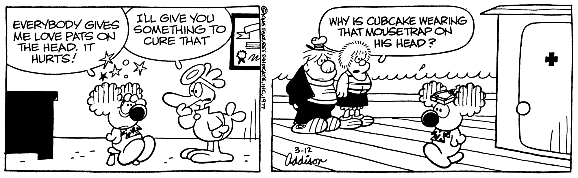 Gesture OCR: EVERYBODY GIVES ME LOVE PATS ON THE HEAD. IT HURTS! I'LL GIVE YOU SOMETHING TO CURE THAT In CATE1977 3-12 Addison WHY IS CUBCAKE WEARING THAT MOUSETRAP ON HIS HEAD? EVERYBODY GIVES ME LOVE PATS ON THE HEAD . IT HURTS ! I'LL GIVE YOU SOMETHING TO CURE THAT In CATEINC .1977 3-12 Addison WHY IS CUBCAKE WEARING THAT MOUSETRAP ON HIS HEAD ?
