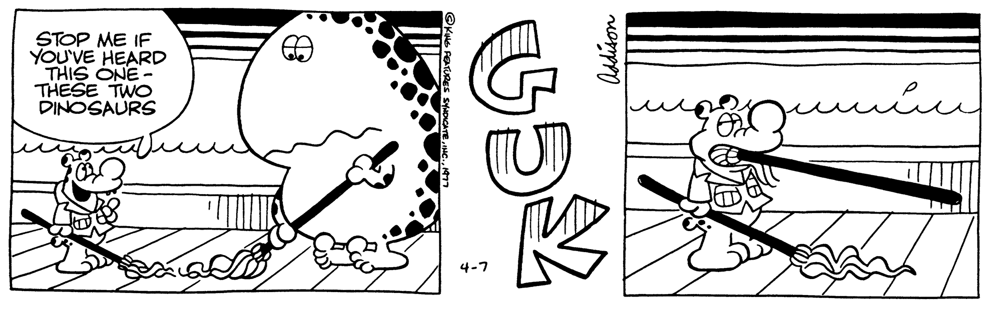 Pattern OCR: STOP ME IF YOU'VE HEARD THIS ONE - THESE TWO DINOSAURS BES 4-7 Addison min STOP ME IF YOU'VE HEARD THIS ONE - THESE TWO DINOSAURS BES 4-7 Addison min