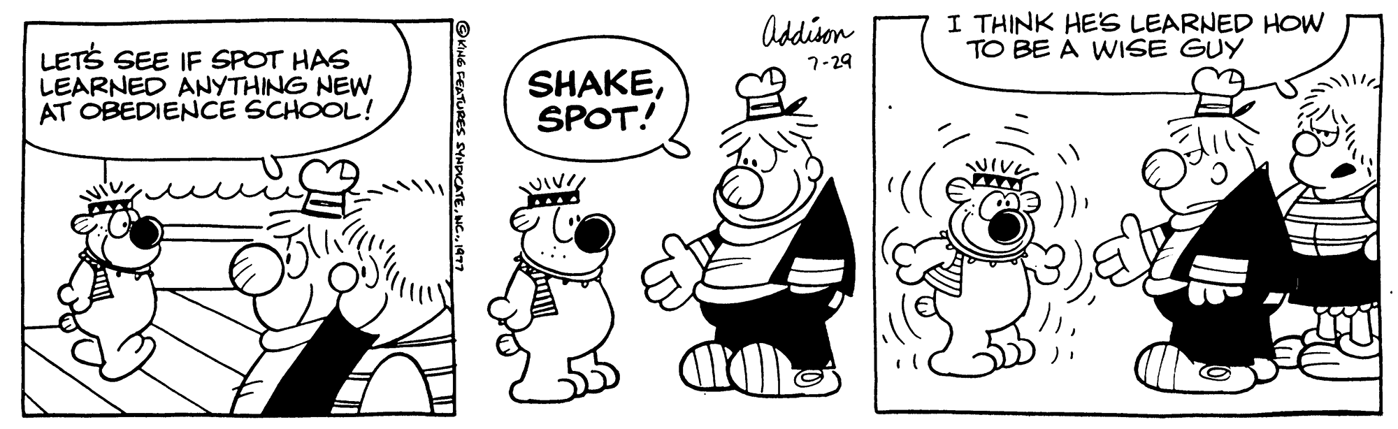 Style OCR: LETS SEE IF SPOT HAS LEARNED ANYTHING NEW AT OBEDIENCE SCHOOL! SHAKESPOT! VIV// Addison 7-29 I THINK HE'S LEARNED HOW TO BE A WISE GUY LETS SEE IF SPOT HAS LEARNED ANYTHING NEW AT OBEDIENCE SCHOOL ! SHAKESPOT ! VIV // Addison 7-29 I THINK HE'S LEARNED HOW TO BE A WISE GUY
