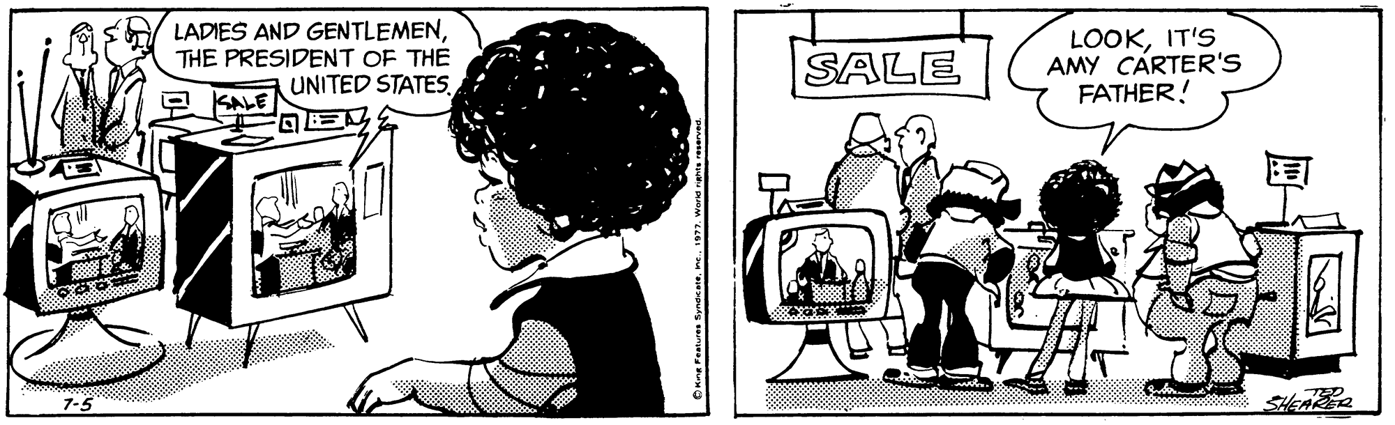 Line OCR: LADIES AND GENTLEMENTHE PRESIDENT OF THE UNITED STATES. SALE LOOKIT'S AMY CÁRTER'S FATHER! SALE 7-5 LADIES AND GENTLEMENTHE PRESIDENT OF THE UNITED STATES. SALE LOOKIT'S AMY CÁRTER'S FATHER! SALE 7-5