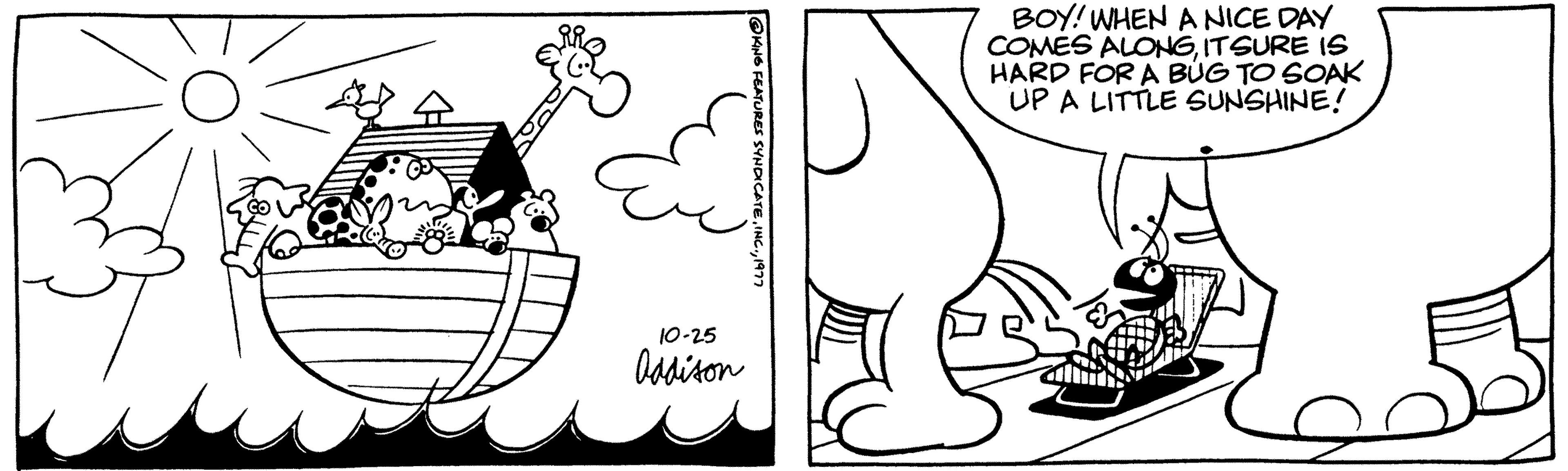 Line OCR: 10-25 Addison BOY! WHEN A NICE DAY COMES ALONGIT SURE IS HARD FOR A BUG TO SOAK UP A LITTLE SUNSHINE! 10-25 Addison BOY ! WHEN A NICE DAY COMES ALONGIT SURE IS HARD FOR A BUG TO SOAK UP A LITTLE SUNSHINE !