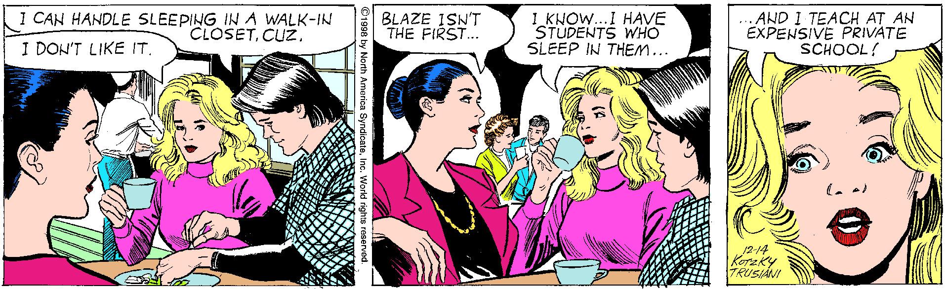 Social group OCR: I CAN HANDLE SLEEPING IIN A WALK-IN CLOSETCUz. BLAZE ISN'T THE FIRST... I KNOW...I HAVE STUDENTS WHO SLEEP IN THEM... AND I TEACH AT AN EXPENSIVE PRIVATE SCHOOL! I DON'T LIKE IT. 12-14 KoTzky TRUSIANI I CAN HANDLE SLEEPING IIN A WALK-IN CLOSETCUz. BLAZE ISN'T THE FIRST... I KNOW...I HAVE STUDENTS WHO SLEEP IN THEM... AND I TEACH AT AN EXPENSIVE PRIVATE SCHOOL! I DON'T LIKE IT. 12-14 KoTzky TRUSIANI