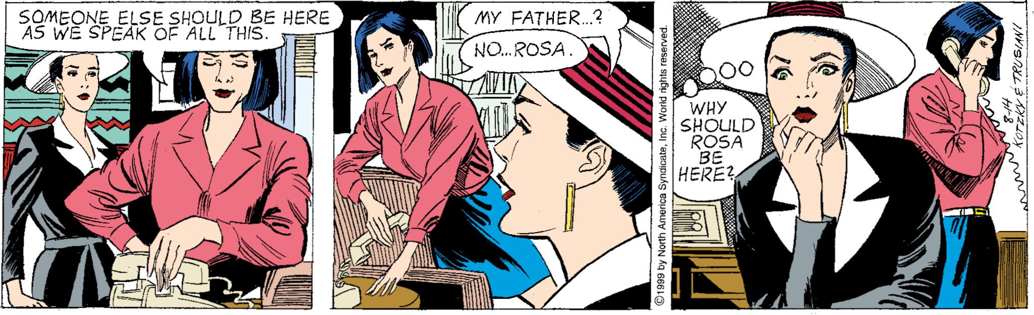 Interaction OCR: SOMEONE ELSE SHOULD BE HERE AS WE SPEAK OF ALL THIS. MY FATHER..? NO...ROSA. WHY SHOULD ROSA BE HERE? 1999 by North America SyndicateInc. Wort auesau sjybu SOMEONE ELSE SHOULD BE HERE AS WE SPEAK OF ALL THIS. MY FATHER..? NO...ROSA. WHY SHOULD ROSA BE HERE? 1999 by North America SyndicateInc. Wort auesau sjybu