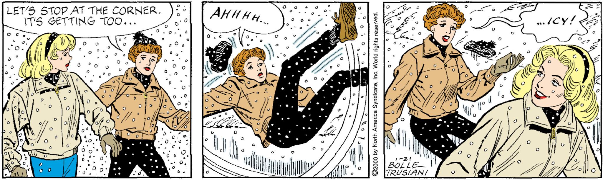 Rectangle OCR: LET'S STOP AT THE CORNER. IT'S GETTING TOO... AHHHH.. . ICY! BOLLE TRUSIANI O2000 by North America SyndicateIn LET'S STOP AT THE CORNER. IT'S GETTING TOO... AHHHH.. . ICY! BOLLE TRUSIANI O2000 by North America Syndicate