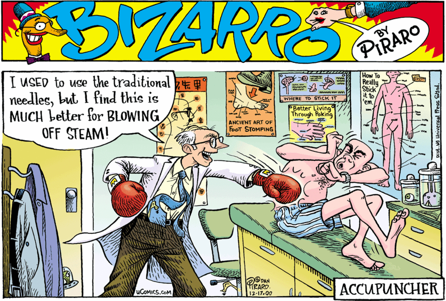Comic book OCR: How To Really Stick it to 'em. I USED to use the traditional needlesbut I find this is MUCH better for BLOWING OFF STEAM! 2?? muun www WHERE TO STICK IT PBetter Living Through Poking ANCIENT ART OF FooT STOMPING D BY TRAR 2 DAN KRARO 12-17.00 ACCUPUNCHER UCOMICS.COM ala How To Really Stick it to 'em. I USED to use the traditional needlesbut I find this is MUCH better for BLOWING OFF STEAM! 2 ? ? muun www WHERE TO STICK IT PBetter Living Through Poking ANCIENT ART OF FooT STOMPING D BY TRAR 2 DAN KRARO 12-17.00 ACCUPUNCHER UCOMICS.COM ala