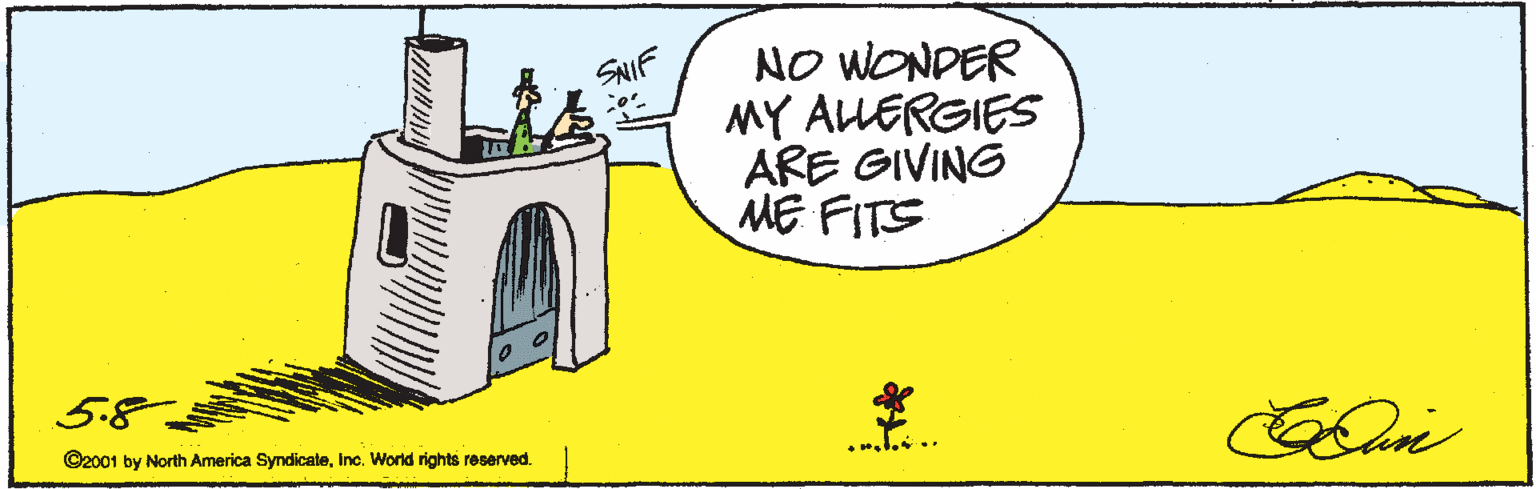 Graphic design OCR: NO WONDER MY ALLERGIES ARE GIVING ME FITS SAIF 58 ©2001 by North America SyndicateInc. World rights reserved. NO WONDER MY ALLERGIES ARE GIVING ME FITS SAIF 58 ©2001 by North America SyndicateInc. World rights reserved.