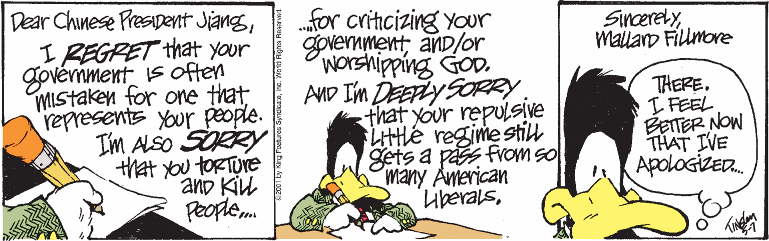 Fictional character OCR: Dear Chinese Presipent Jiangsfor criticizing Your SincerelyMallaro Fillmore I REGRET that your goveriment is often MIstaken for one that represents your people. Im ALSO SORRY that you TORTUTE anD Kiu Peoplem govermmentanD/or worshipping GOD. AMD I'm DEEY SORRY that your repulsive LITtlé regime stiu gets a pass froM so many American wberalsTHERE. I FEEL BEITER NOW THAT IVE ApolosizED. Dear Chinese Presipent Jiangsfor criticizing Your SincerelyMallaro Fillmore I REGRET that your goveriment is often MIstaken for one that represents your people. Im ALSO SORRY that you TORTUTE anD Kiu Peoplem govermmentanD/or worshipping GOD. AMD I'm DEEY SORRY that your repulsive LITtlé regime stiu gets a pass froM so many American wberalsTHERE. I FEEL BEITER NOW THAT IVE ApolosizED.