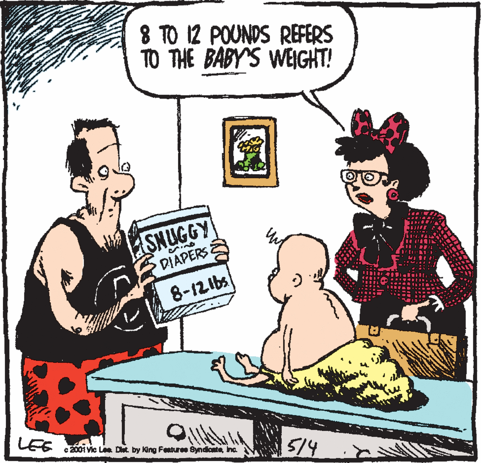 Interaction OCR: 8 TO 12 POUNDS REFERS TO THE BABY'S WEIGHT! SMUGGY DIAPERS 8-121bs LEE e 2001 Vic Le Dt. by King Festres SyndicateInc. 5/4 8 TO 12 POUNDS REFERS TO THE BABY'S WEIGHT! SMUGGY DIAPERS 8-121bs LEE e 2001 Vic Le Dt. by King Festres SyndicateInc. 5/4