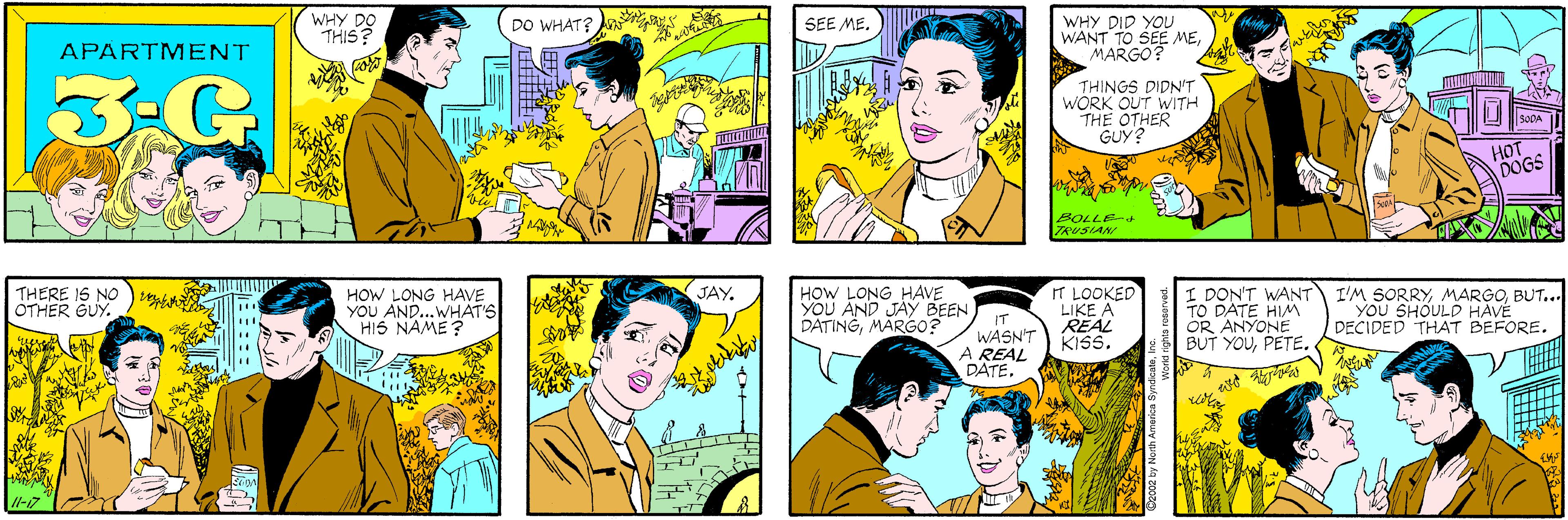 Human OCR: WHY DO THIS? DO WHAT? A S SEE ME. APARTMENT 3-G WHY DID YOU WANT TO SEE MEMARGO? THERE IS NO OTHER GUY. HOW LONG HAVE YOU AND...WHAT'S HIS NAME ? THINGS DIDN'T WORK OUT WITH THE OTHER GUY? SODA HOT DOGS BOLLE- TRUSIANI HOW LONG HAVE YOU AND JAY BEEN DATINGMARGO? IT LOOKED LIKE A REAL KISS. I DON'T WANT TO DATE HIM OR ANYONE BUT YOUPETE. I'M SORRYBUT... YOU SHOULD HAVE DECIDED THAT BEFORE. JAY. IT WASN'T A REAL DATE. ?? ?::: WHY DO THIS? DO WHAT? A S SEE ME. APARTMENT 3-G WHY DID YOU WANT TO SEE MEMARGO? THERE IS NO OTHER GUY. HOW LONG HAVE YOU AND...WHAT'S HIS NAME ? THINGS DIDN'T WORK OUT WITH THE OTHER GUY? SODA HOT DOGS BOLLE- TRUSIANI HOW LONG HAVE YOU AND JAY BEEN DATINGMARGO? IT LOOKED LIKE A REAL KISS. I DON'T WANT TO DATE HIM OR ANYONE BUT YOUPETE. I'M SORRYBUT... YOU SHOULD HAVE DECIDED THAT BEFORE. JAY. IT WASN'T A REAL DATE. ? ? ? :::