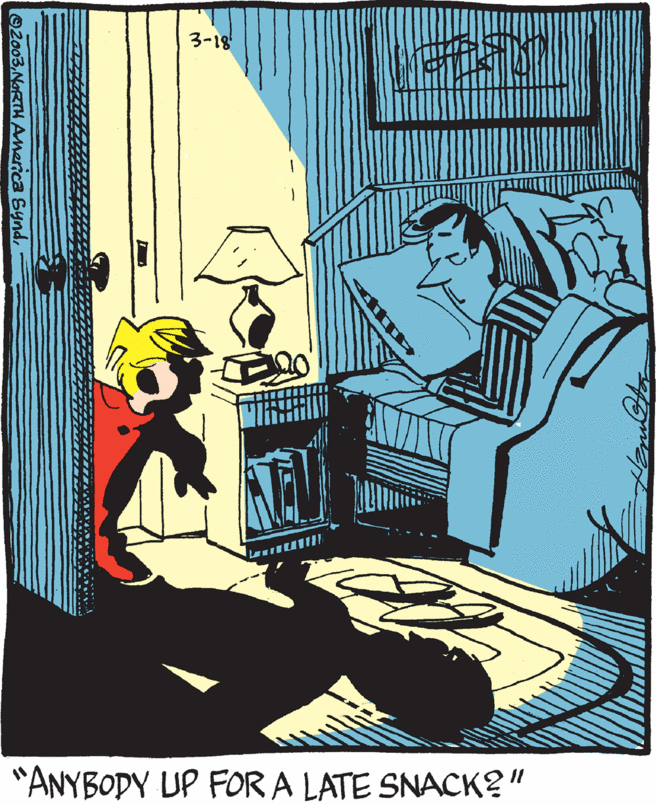Conversation OCR: 3-18' "ANYBODY UP FOR A LATE SNACK?" 20033-18' "ANYBODY UP FOR A LATE SNACK?" 2003NORTH Anerica Synd