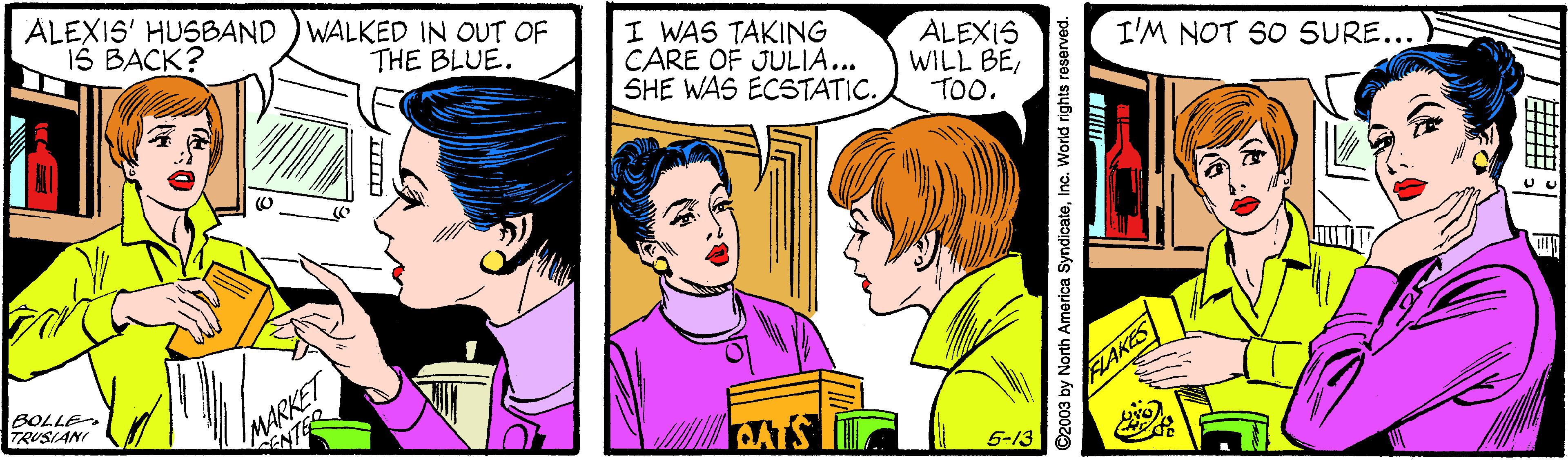 Jaw OCR: ALEXIS' HUSBAND )WALKED IN OUT OF 1S BACK? I WAS TAKING CARE OF JULIA... SHE WAS ECSTATIC. THE BLUE. ALEXIS WILL BETOO. I'M NOT SO SURE... BOLLE TRUSIANI MARKE FLAKES AATS 5-13 m? ©2003 by North America SyndicateInc. World rights reserved. ALEXIS' HUSBAND )WALKED IN OUT OF 1S BACK? I WAS TAKING CARE OF JULIA... SHE WAS ECSTATIC. THE BLUE. ALEXIS WILL BETOO. I'M NOT SO SURE... BOLLE TRUSIANI MARKE FLAKES AATS 5-13 m ? ©2003 by North America SyndicateInc. World rights reserved.