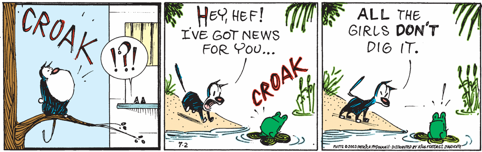 Adaptation OCR: CROAK R HEYHE F! IVE GOT NEWS FOR YOU... ALL THE GIRLS DON'T DIG IT. CROAK 7-2 num 02003 AmekKMDOnell-DISTRWTED Y Klus FEATORES SAOKITE CROAK R HEYHE F! IVE GOT NEWS FOR YOU... ALL THE GIRLS DON'T DIG IT. CROAK 7-2 num 02003 AmekKMDOnell-DISTRWTED Y Klus FEATORES SAOKITE