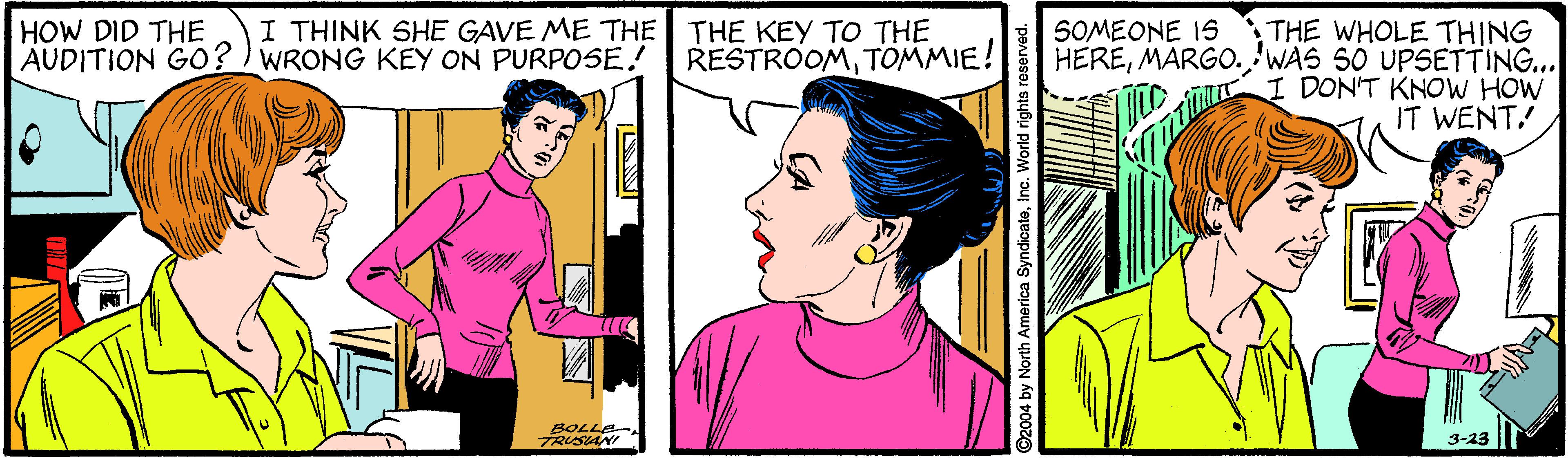 Human OCR: I THINK SHE GAVE ME THE THE KEY TO THE RESTROOMTOMMIE! THE WHOLE THING HEREMARGO. 'WAS S0 UPSETTING... I DON'T KNOW HOW IT WENT! HOW DID THE AUDITION G0?)WRONG KEY ON PURPOSE! SOMEONE IS BOLLE 3-23 I THINK SHE GAVE ME THE THE KEY TO THE RESTROOMTOMMIE! THE WHOLE THING HEREMARGO. 'WAS S0 UPSETTING... I DON'T KNOW HOW IT WENT! HOW DID THE AUDITION G0?)WRONG KEY ON PURPOSE! SOMEONE IS BOLLE 3-23
