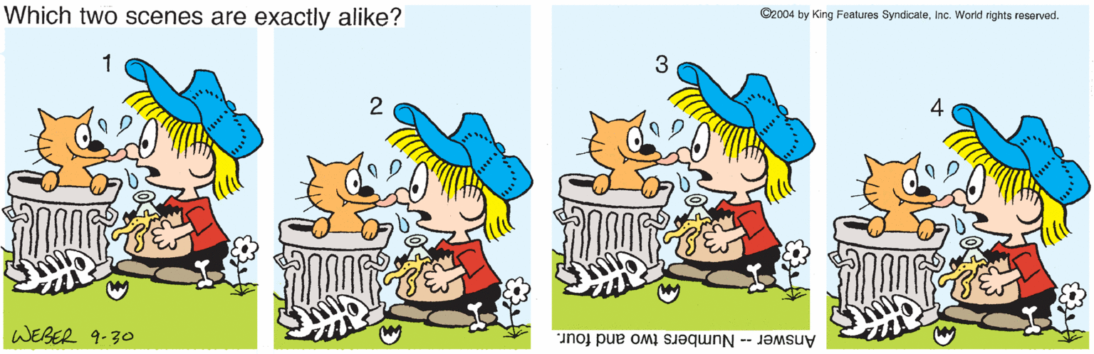 Small to medium-sized cats OCR: ©2004 by King Features SyndicateInc. World rights reserved. Which two scenes are exactly alike? 3 1 Answer -- Numbers two and four. WEBER 9-30 ©2004 by King Features SyndicateInc. World rights reserved. Which two scenes are exactly alike? 3 1 Answer -- Numbers two and four. WEBER 9-30