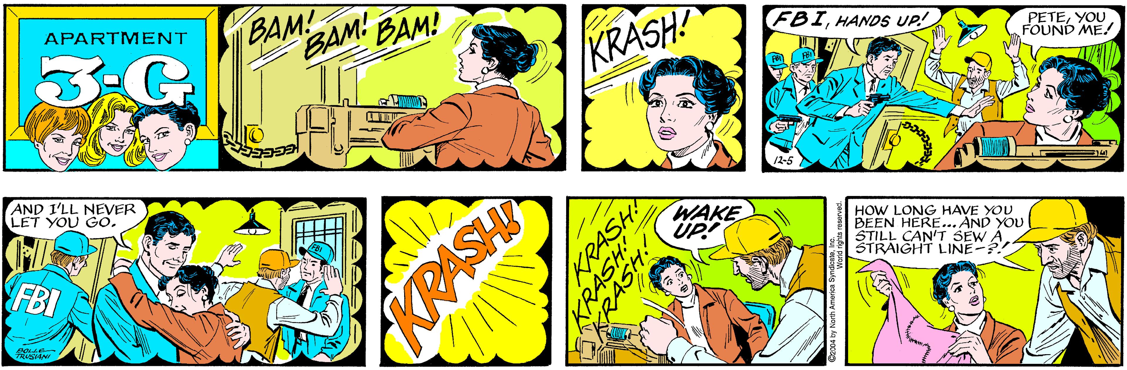 Organism OCR: BAM! APARTMENT BAM: BAM! 3-G KRASH! FBIHANDS UP! PETEYOU FOUND ME! AND I'LL NEVER LET YOU GO. FBI 12-5 BOLLE TRUSIANI WAKE ÜP! HOW LONG HAVE YOU BEEN HERE... AND YOU STILL CAN'T SEW A. STRAIGHT LINE-?! KRASHI KRASH KRASH RASH: ©2004 by North America S BAM! APARTMENT BAM: BAM! 3-G KRASH! FBIHANDS UP! PETEYOU FOUND ME! AND I'LL NEVER LET YOU GO. FBI 12-5 BOLLE TRUSIANI WAKE ÜP! HOW LONG HAVE YOU BEEN HERE... AND YOU STILL CAN'T SEW A. STRAIGHT LINE-?! KRASHI KRASH KRASH RASH: ©2004 by North America S