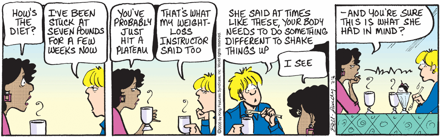Fiction OCR: THAT'S WHAT I'VE BEEN STUCK AT DIET? SEVEN POUNDS FOR A FEW WEEKS NOW How's THE YOu'VE PROBABLY Mu WEIGHT- JUST HIT A PLATEAU LOSS INSTRUCTOR SAID TOo SHE SAID AT TIMES LIKE THESEYOUR BODY NEEDS TO Do SOMETHING DIFFERENT TO SHAKE THINGS UP -AND YOu'RE SURE THIS IS WHAT SHE HAD IN MIND? I SEE THAT'S WHAT I'VE BEEN STUCK AT DIET? SEVEN POUNDS FOR A FEW WEEKS NOW How's THE YOu'VE PROBABLY Mu WEIGHT- JUST HIT A PLATEAU LOSS INSTRUCTOR SAID TOo SHE SAID AT TIMES LIKE THESEYOUR BODY NEEDS TO Do SOMETHING DIFFERENT TO SHAKE THINGS UP -AND YOu'RE SURE THIS IS WHAT SHE HAD IN MIND? I SEE