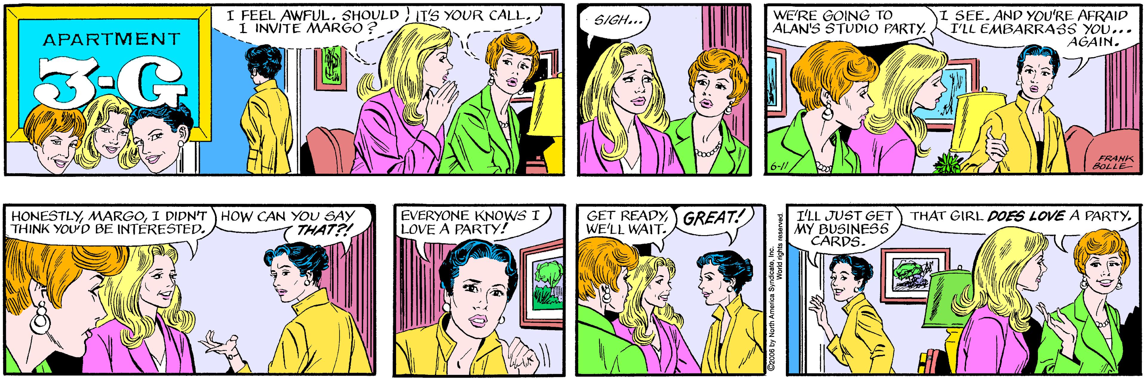 Purple OCR: I FEEL AWFUL. SHOULD IT'S YOUR CALL. 1 INVITE MARGÓ ? SIGH... APARTMENT 3-G WE'RE GOING TO ALAN'S STUDIO PARTY. I SEE. AND YOU'RE AFRAID I'LL EMBARRASS YOU... AGAIN. HONESTLYI DIDNT HOW CAN YOU SAY THINK YOU'D BE INTERESTED. THAT?! 6-// FRANK BOLLE GET READYGREAT! WE'LL WAIT. I'LL JUST GET MY BUSINES5 CARDS. THAT GIRL DOES LOVE A PARTY. EVERYONE KNOWS I LOVE A PARTY! I FEEL AWFUL. SHOULD IT'S YOUR CALL. 1 INVITE MARGÓ ? SIGH... APARTMENT 3-G WE'RE GOING TO ALAN'S STUDIO PARTY. I SEE. AND YOU'RE AFRAID I'LL EMBARRASS YOU... AGAIN. HONESTLYI DIDNT HOW CAN YOU SAY THINK YOU'D BE INTERESTED. THAT?! 6-// FRANK BOLLE GET READYGREAT! WE'LL WAIT. I'LL JUST GET MY BUSINES5 CARDS. THAT GIRL DOES LOVE A PARTY. EVERYONE KNOWS I LOVE A PARTY!