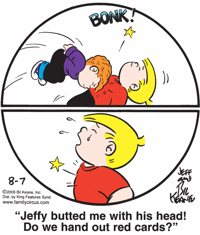 Gesture OCR: BONK! JEFE 8-7 ©2006 Bil KeaneInc. Dist. by King Features Synd. www.familycircus.com "Jeffy butted me with his head! Do we hand out red cards?" 66 BONK! JEFE 8-7 ©2006 Bil KeaneInc. Dist. by King Features Synd. www.familycircus.com "Jeffy butted me with his head! Do we hand out red cards?" 66
