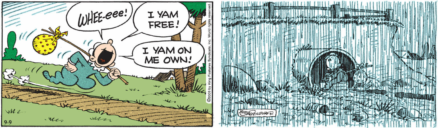 Grass OCR: WHEE-eee! I YAM FREE! I YAM ON ME OWN! 9-9 WHEE-eee! I YAM FREE! I YAM ON ME OWN! 9-9