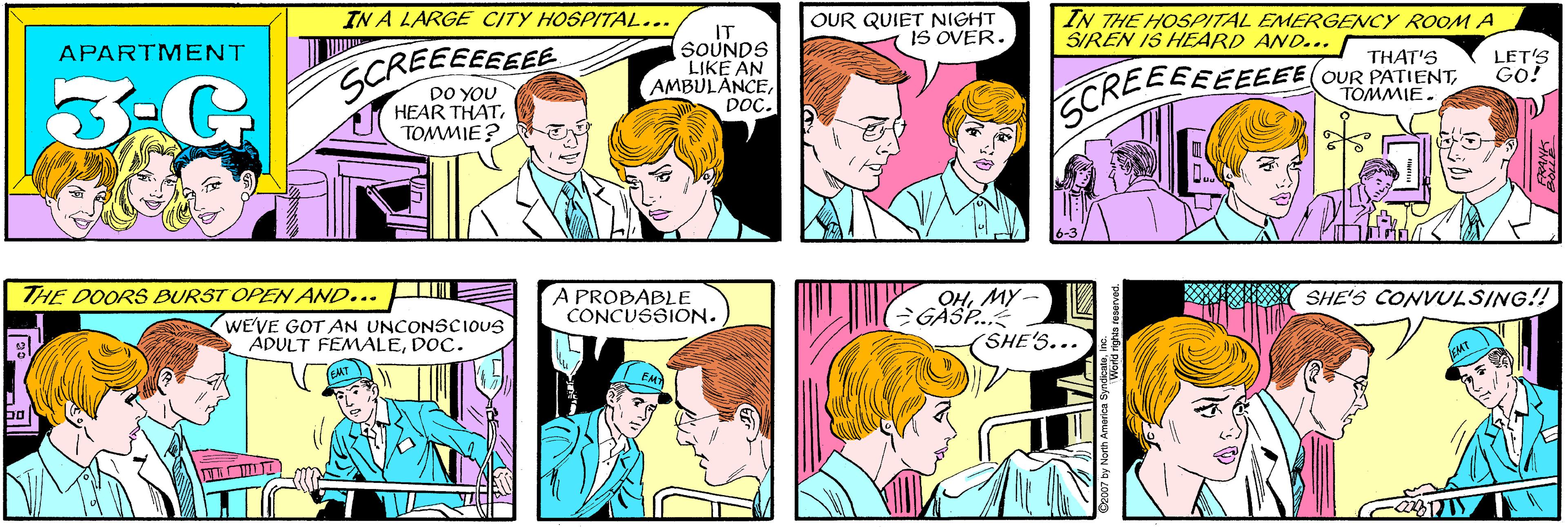 Human OCR: IN A LARGE CITY HOSPITAL... OUR QUIET NIGHT IS OVER. IT SOUNDS LIKE AN AMBULANCEDOC. APARTMENT SCREEEEEEEE DO YOU HEAR THATTOMMIE? IN THE HOSPITAL EMERGENCY ROOM A SIREN IS HEARD AND... THE DOORS BURST OPEN AND... THAT'S OUR PATIENTTOMMIE. LET'S Go? WE'VE GOT AN UNCONSCIOUS ADULT FEMALEDOC. GCREEEEEEEEE 6-3 A PROBABLE CONCUSSION. OHMY- GASP. SHE'S.. SHE'S CONVULSING!! ©2007 by North America S IN A LARGE CITY HOSPITAL... OUR QUIET NIGHT IS OVER. IT SOUNDS LIKE AN AMBULANCEDOC. APARTMENT SCREEEEEEEE DO YOU HEAR THATTOMMIE? IN THE HOSPITAL EMERGENCY ROOM A SIREN IS HEARD AND... THE DOORS BURST OPEN AND... THAT'S OUR PATIENTTOMMIE. LET'S Go? WE'VE GOT AN UNCONSCIOUS ADULT FEMALEDOC. GCREEEEEEEEE 6-3 A PROBABLE CONCUSSION. OHMY- GASP. SHE'S.. SHE'S CONVULSING!! ©2007 by North America S