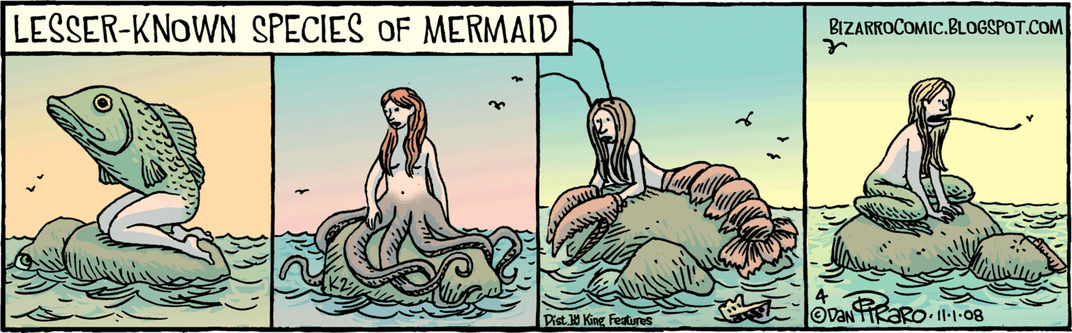 Stomach OCR: LESSER-KNOWN SPECIES OF MERMAID BIZARROCOMIC.BLOGSPOT.COM Dist King Features OVAN FIRARO Il1-08 LESSER-KNOWN SPECIES OF MERMAID BIZARROCOMIC.BLOGSPOT.COM Dist King Features OVAN FIRARO Il1-08