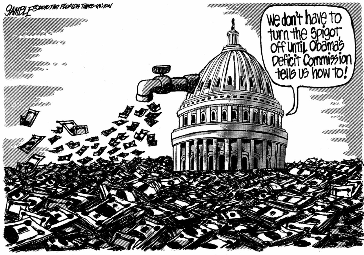 Pattern OCR: AMELEEM we dan't have to turn the Spigot Off UNNTIL Obamas Deficit Commission telis US how to! AMELEEM we dan't have to turn the Spigot Off UNNTIL Obamas Deficit Commission telis US how to!