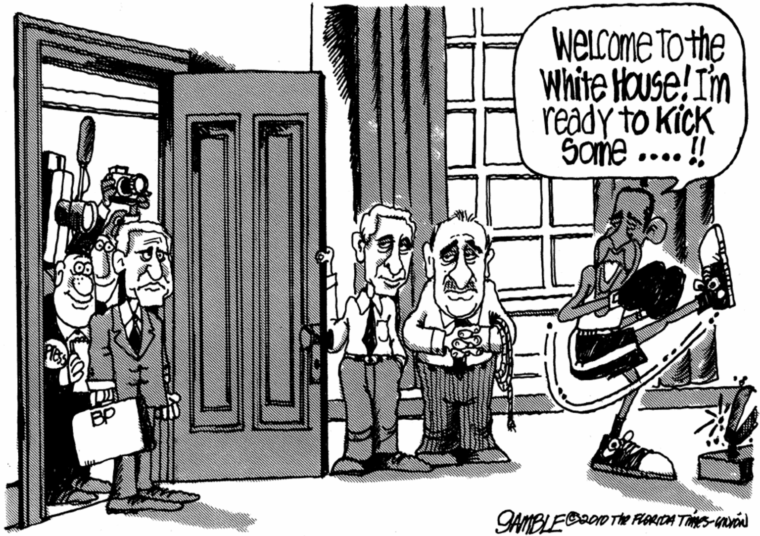 Line OCR: weLcome to the White House! I'm ready to Kick Some ....! BP weLcome to the White House! I'm ready to Kick Some ....! BP